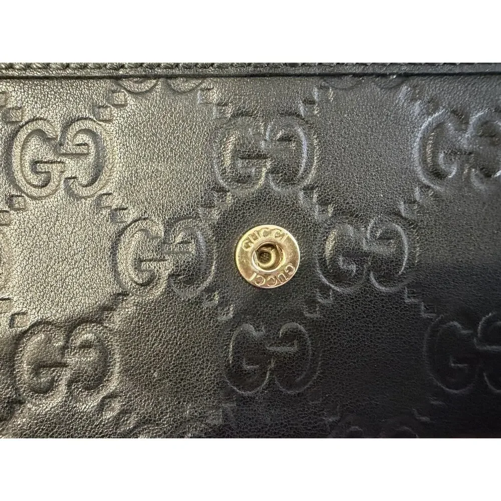 Gucci Guccissima Leather Wallet Black Gold GG Logo + COA & Box - Picture 9 of 9